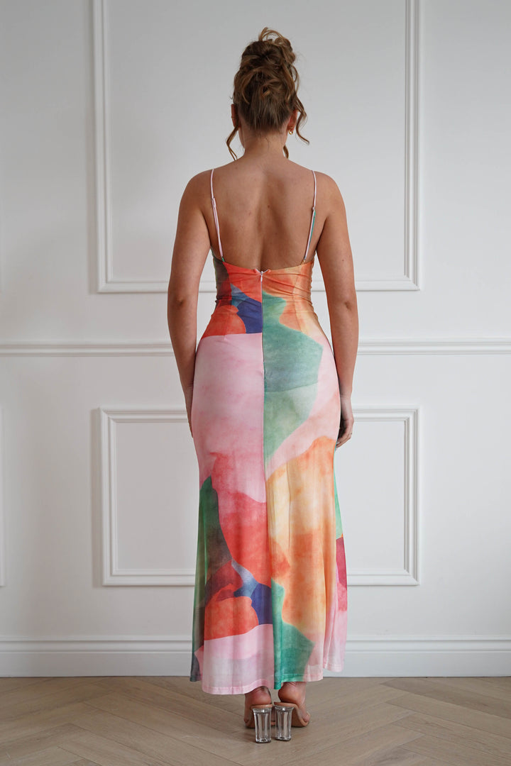 Caspera Mesh Bodycon Maxi Dress | Mixed Print