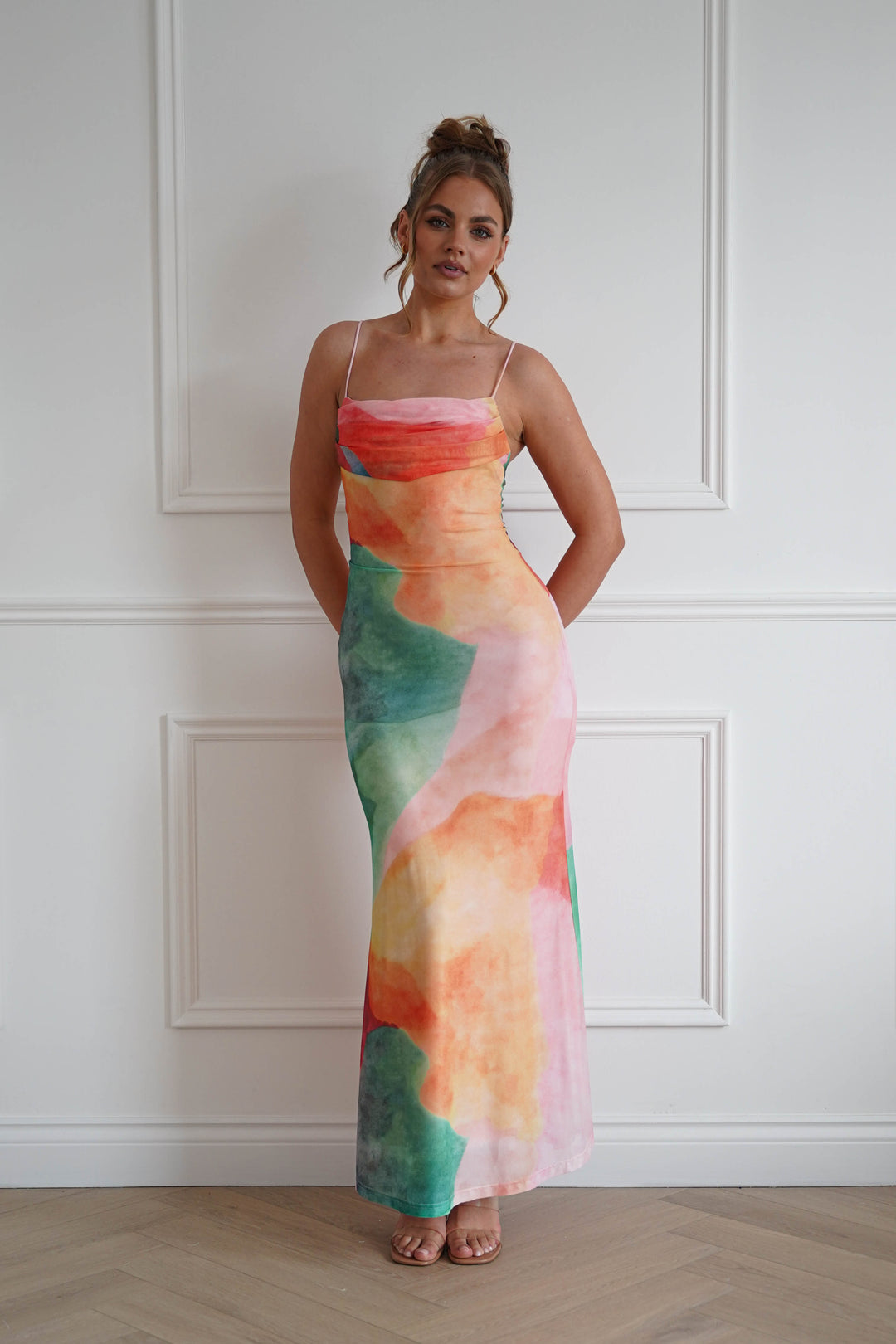 Caspera Mesh Bodycon Maxi Dress | Mixed Print