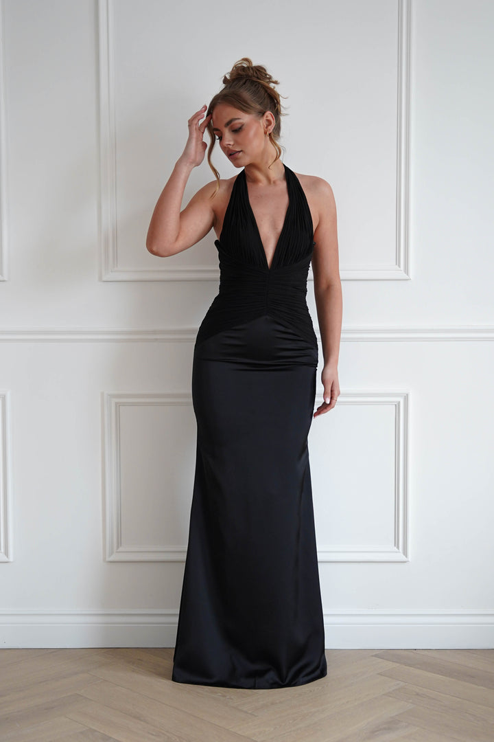 Austin Bodycon Halterneck Maxi Dress | Black