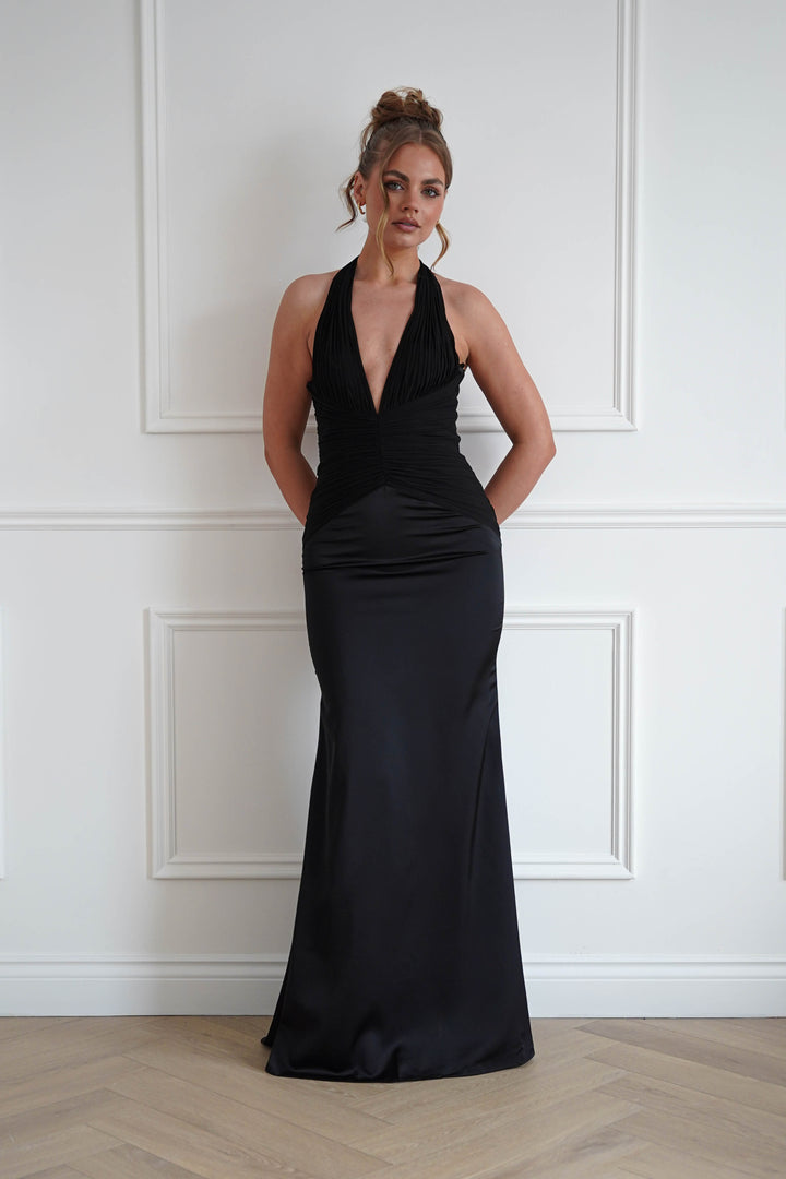Austin Bodycon Halterneck Maxi Dress | Black