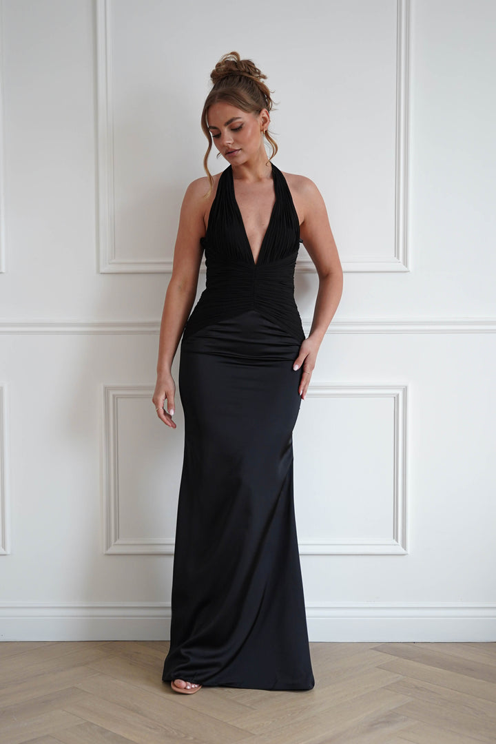 Austin Bodycon Halterneck Maxi Dress | Black