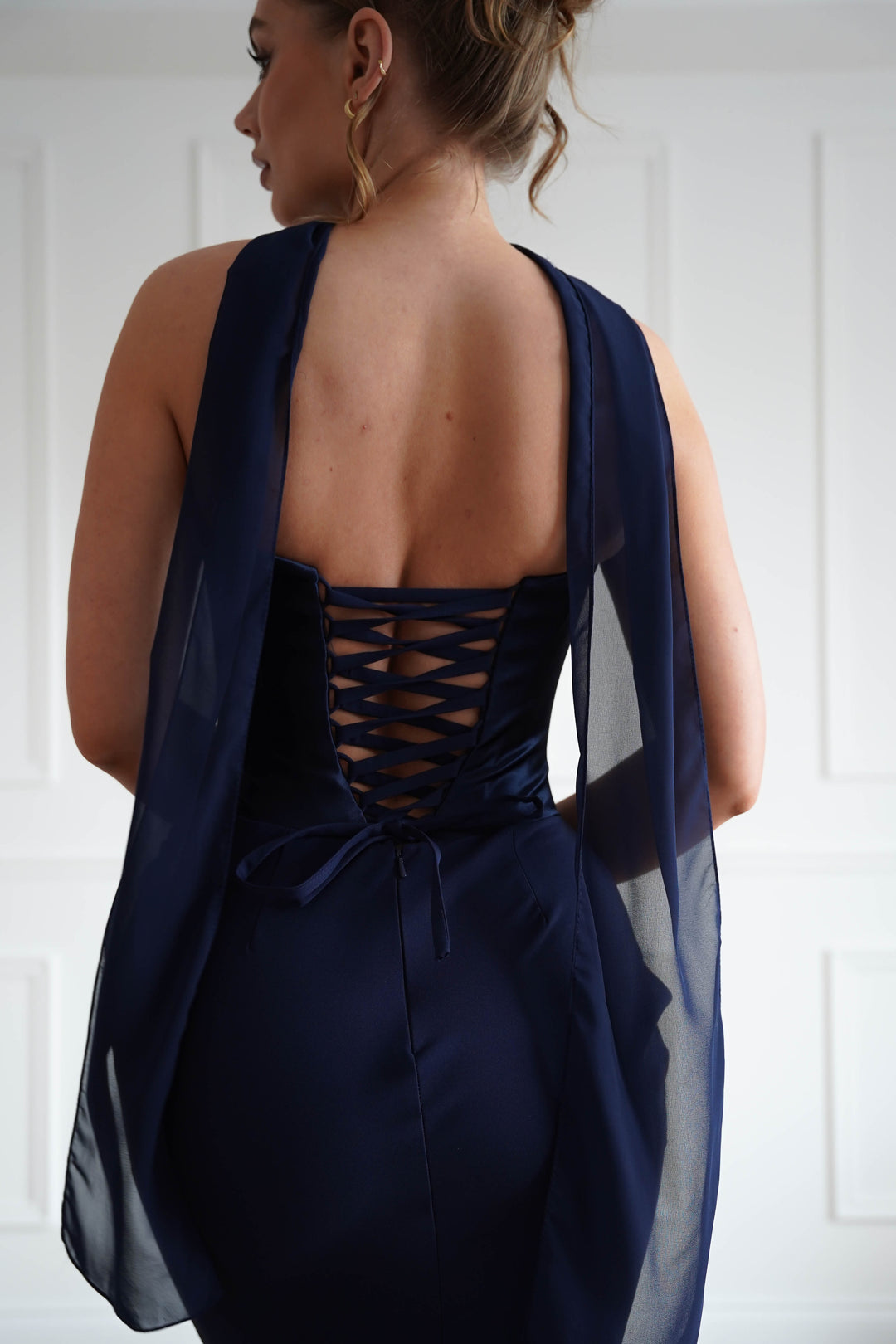 Kailani Strapless Ruched Maxi Dress | Navy