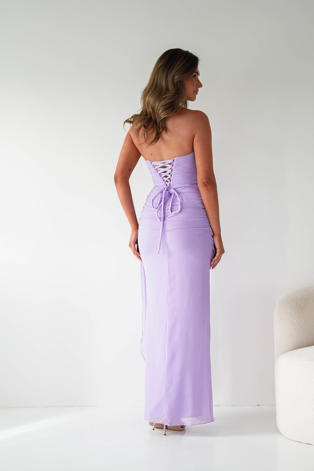 Zen Strapless Draped Maxi Dress | Lavender