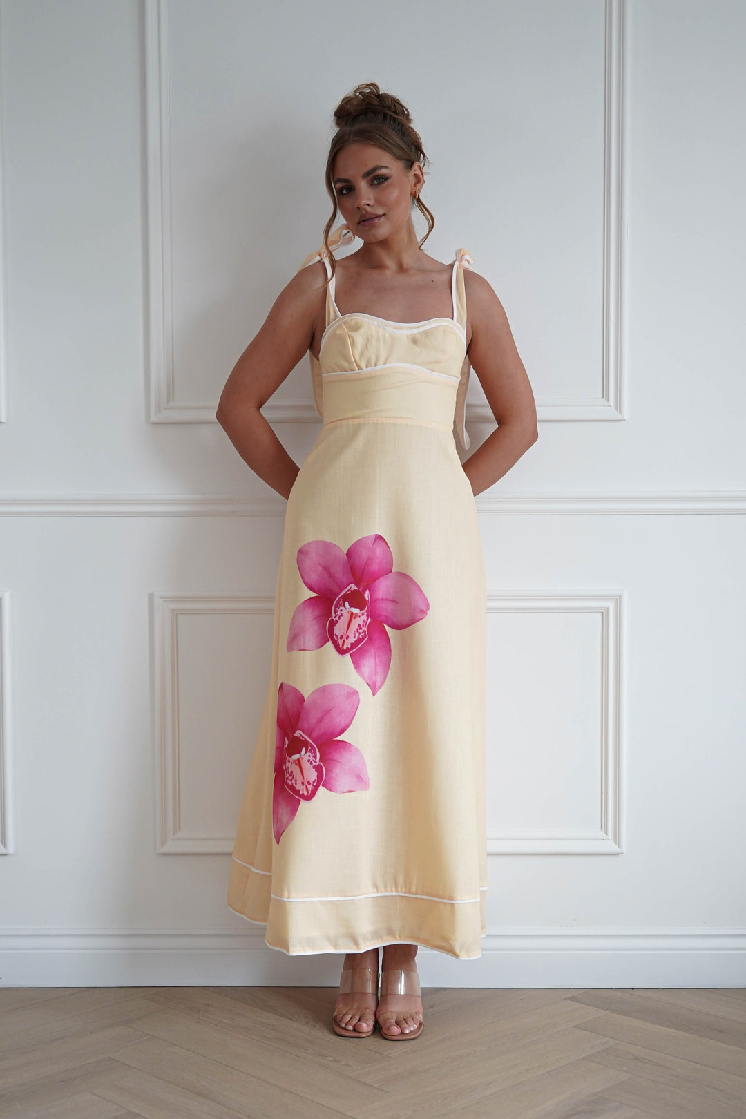 Maui Floral Sweetheart Maxi Dress | Yellow