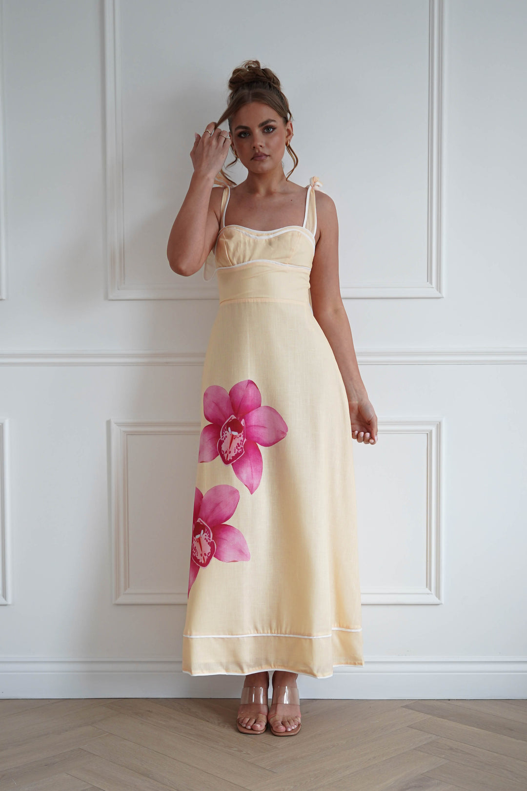Maui Floral Sweetheart Maxi Dress | Yellow