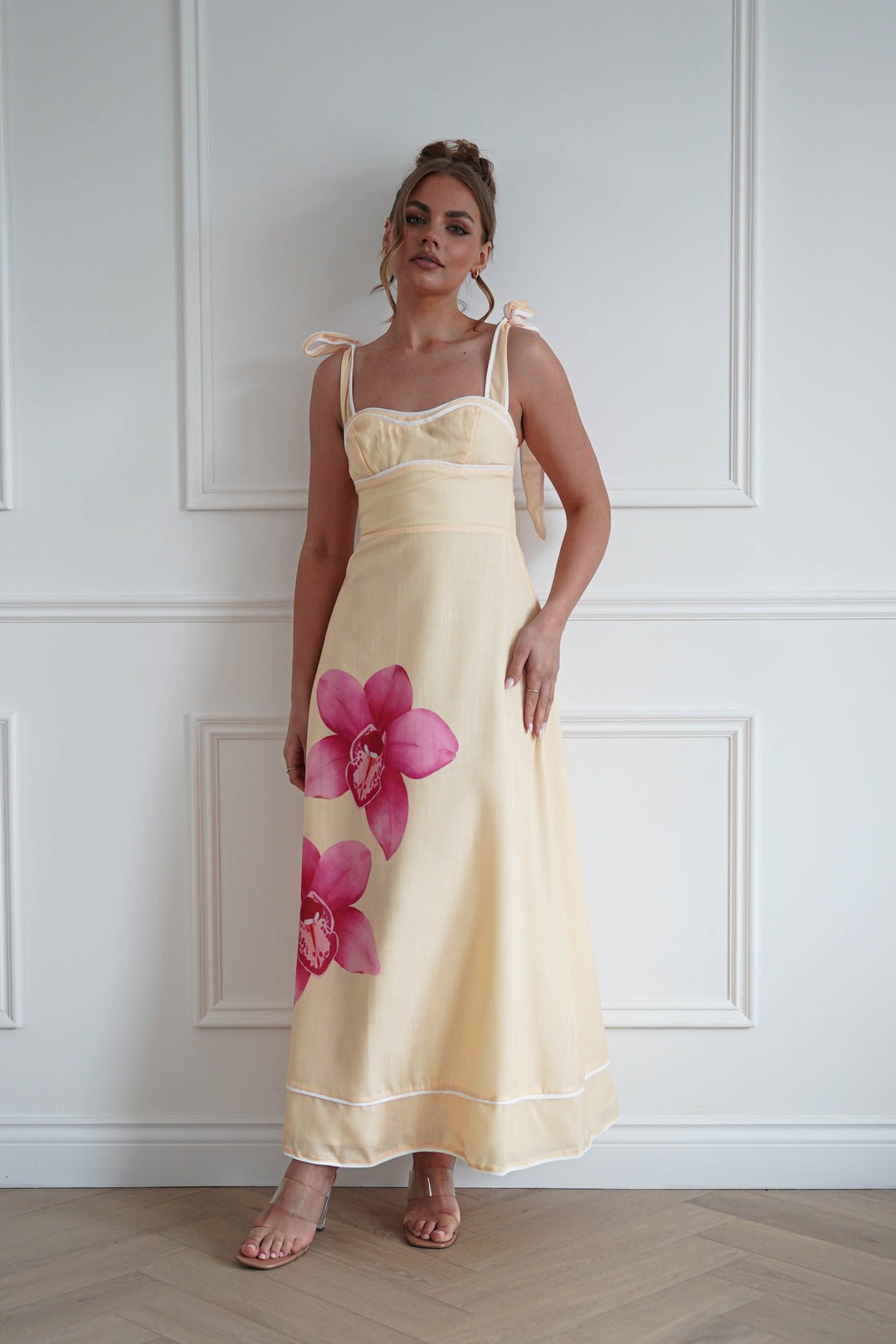 Maui Floral Sweetheart Maxi Dress | Yellow