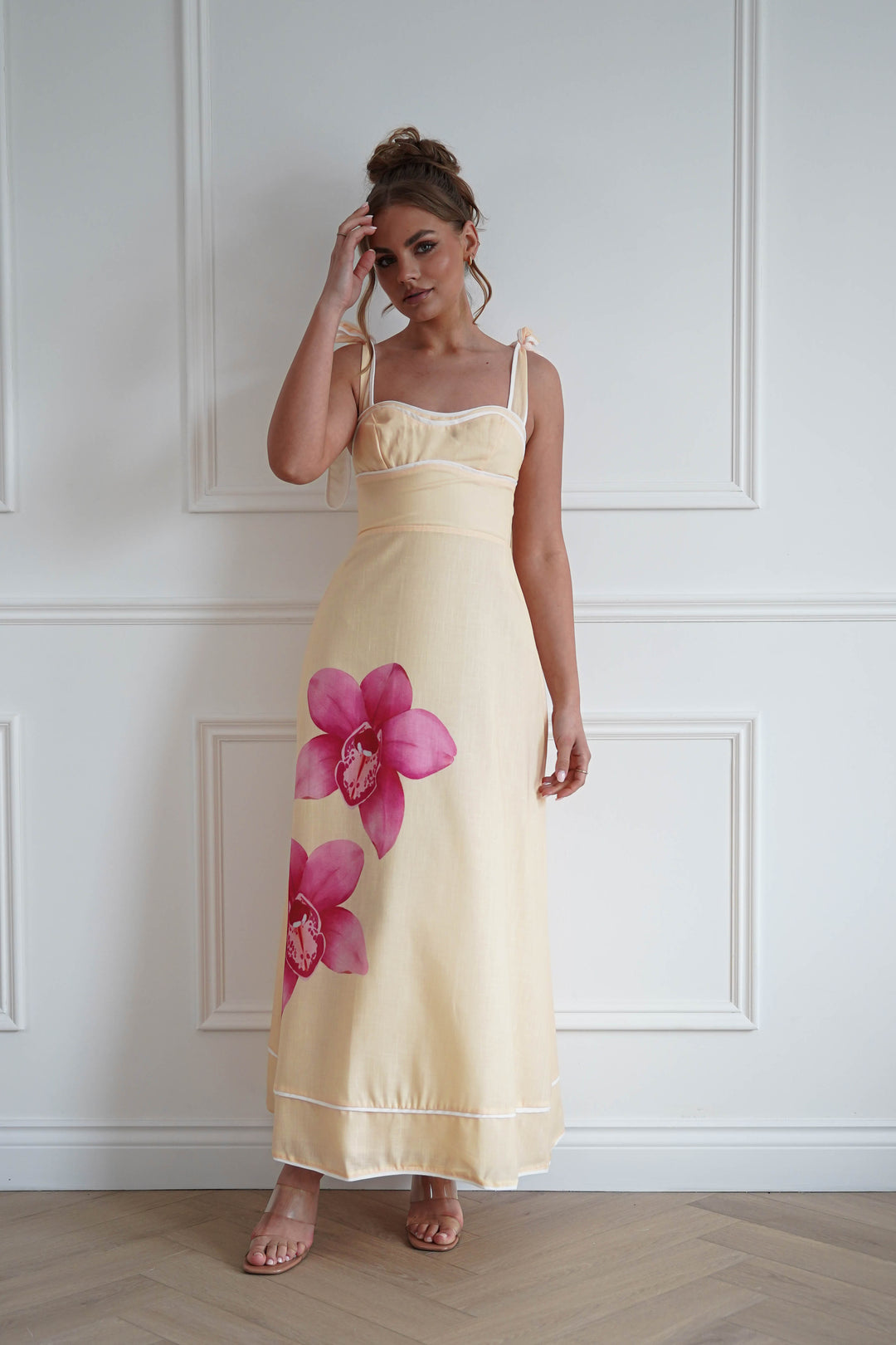 Maui Floral Sweetheart Maxi Dress | Yellow