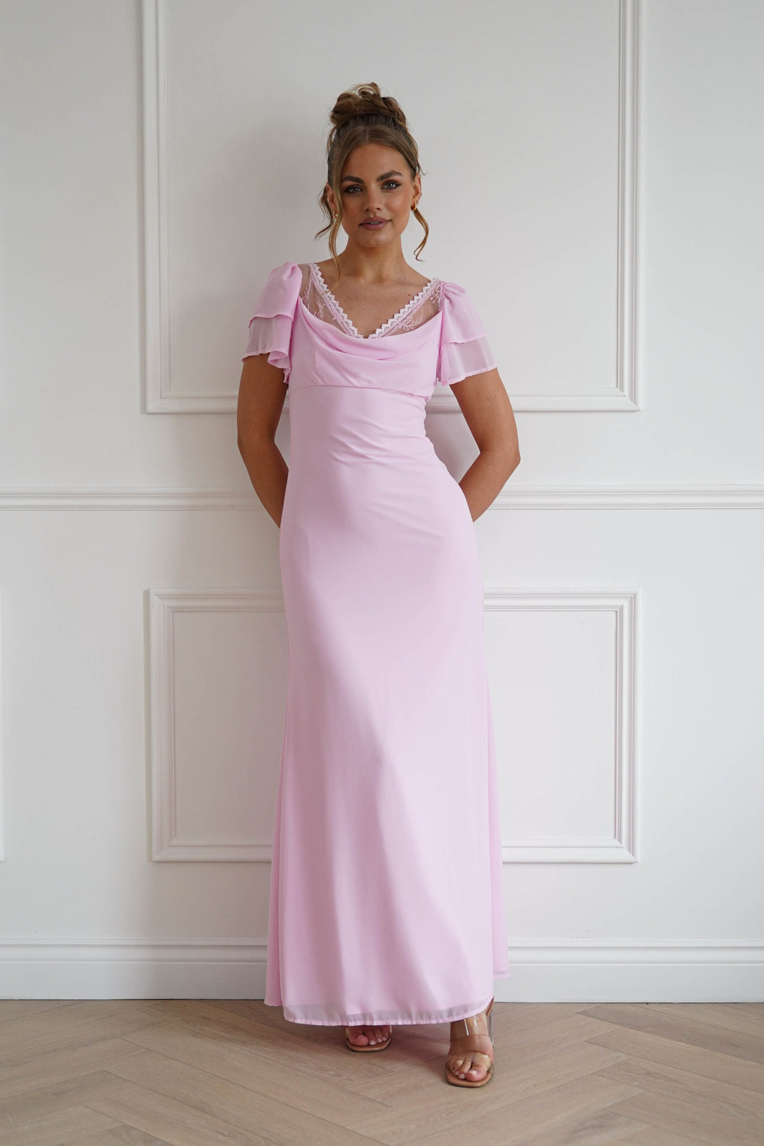 Posie Flutter Sleeve Maxi Dress | Soft Pink