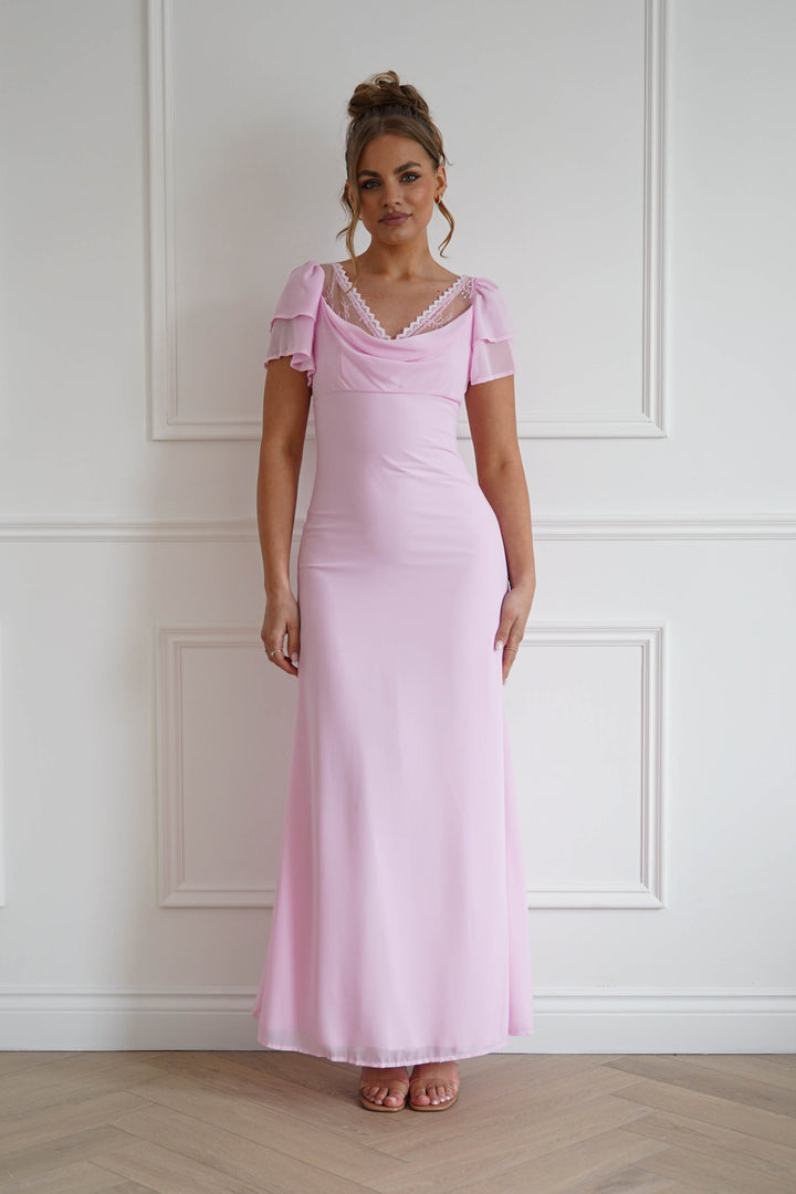 Posie Flutter Sleeve Maxi Dress | Soft Pink