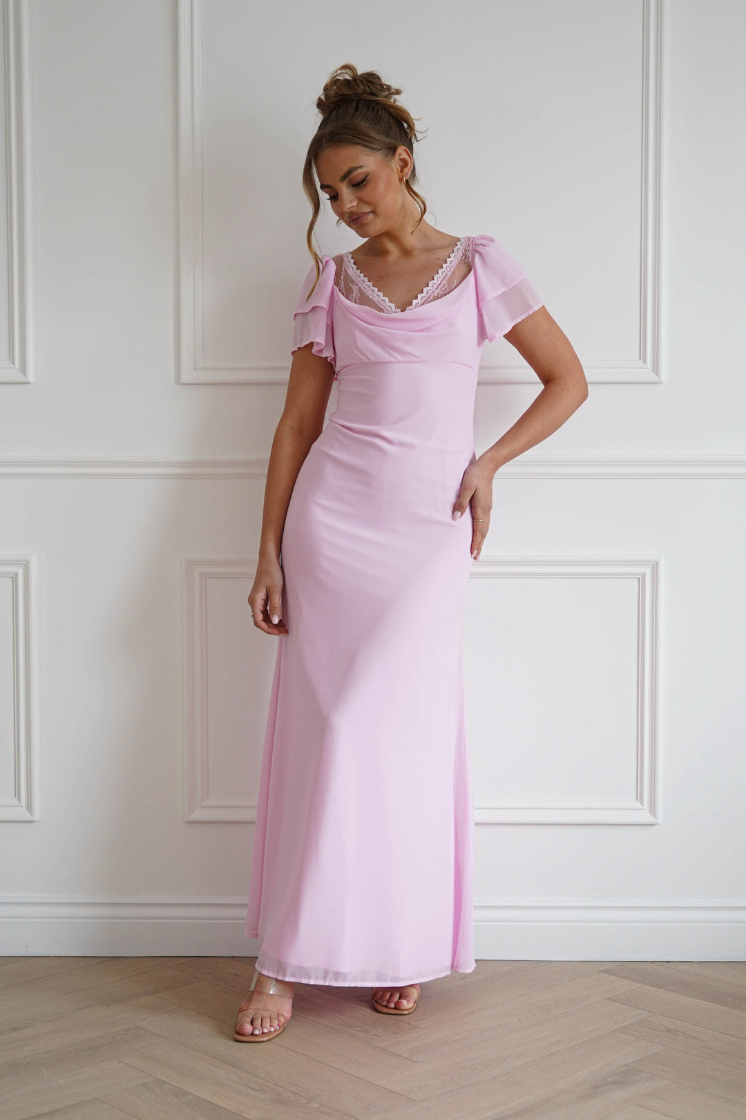 Posie Flutter Sleeve Maxi Dress | Soft Pink