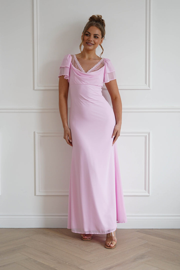 Posie Flutter Sleeve Maxi Dress | Soft Pink
