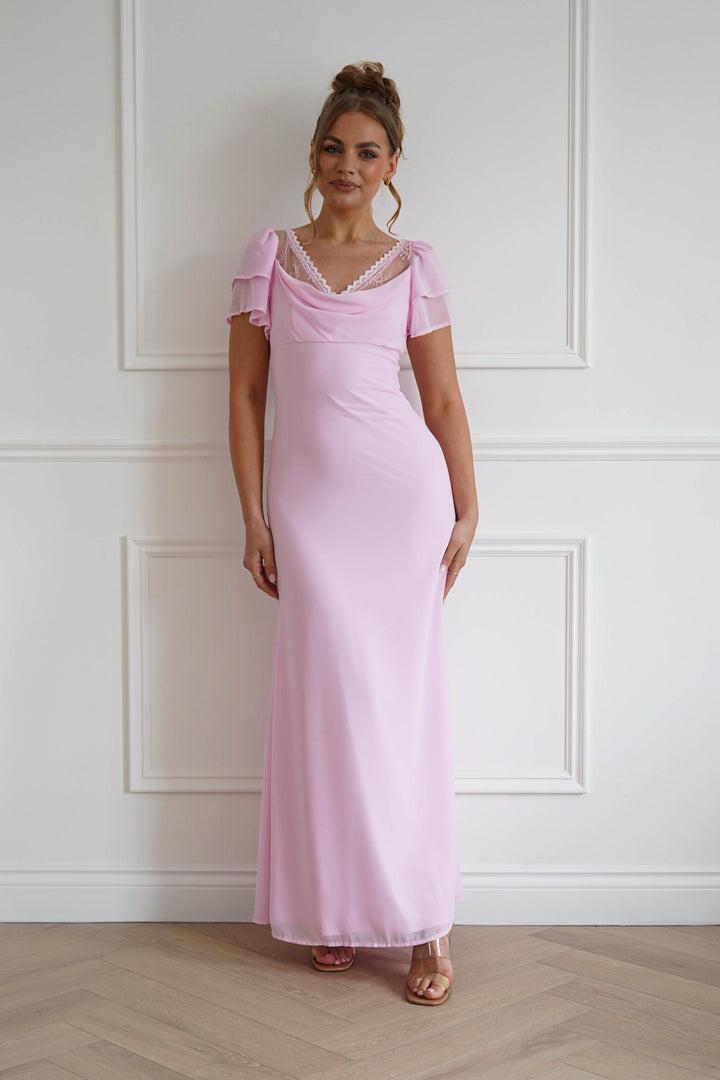 Posie Flutter Sleeve Maxi Dress | Soft Pink