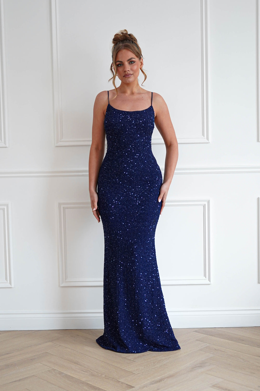 Maria Sequin Bodycon Maxi Gown | Navy