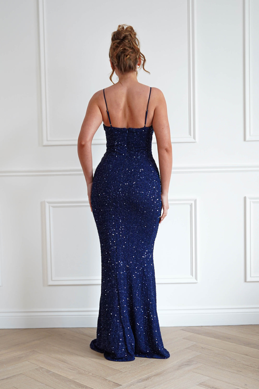 Maria Sequin Bodycon Maxi Gown | Navy