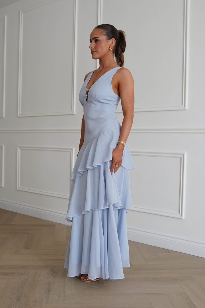 Karey Tiered Maxi Dress | Powder Blue