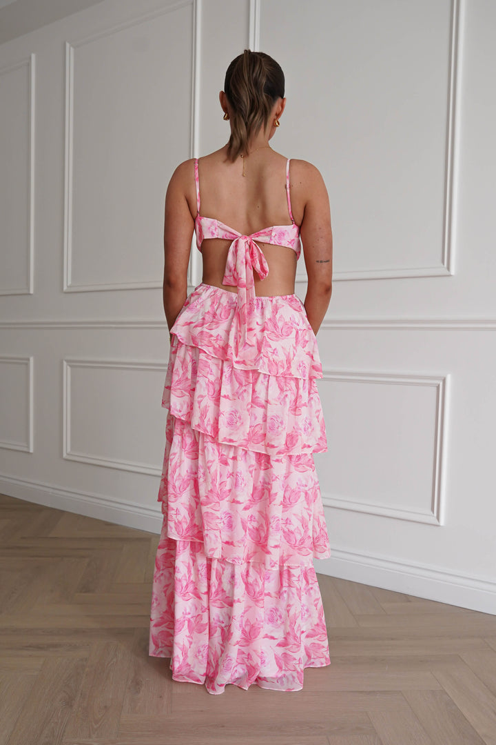 Beth Floral Tiered Maxi Dress | Pink