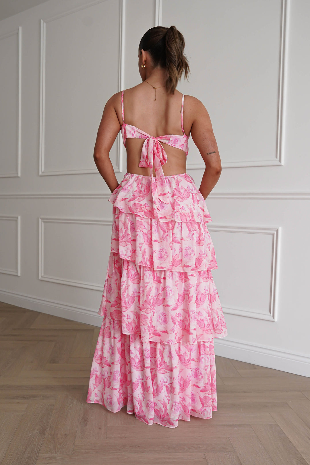 Beth Floral Tiered Maxi Dress | Pink