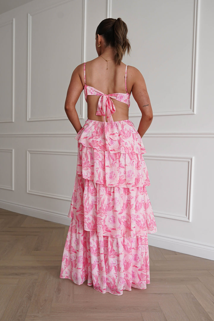 Beth Floral Tiered Maxi Dress | Pink