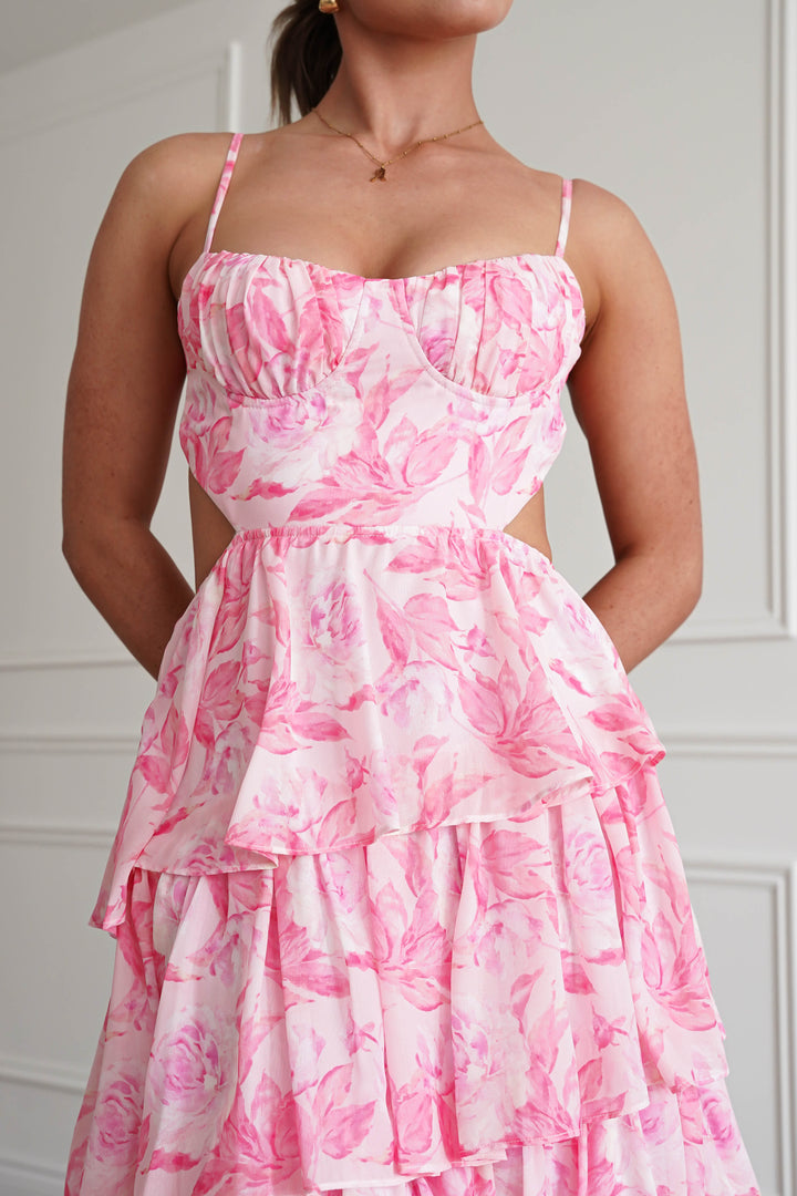Beth Floral Tiered Maxi Dress | Pink