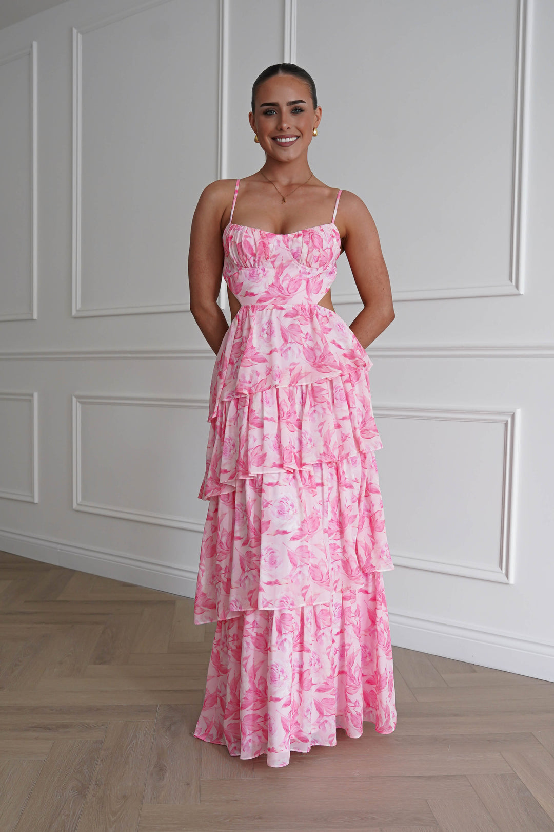 Beth Floral Tiered Maxi Dress | Pink