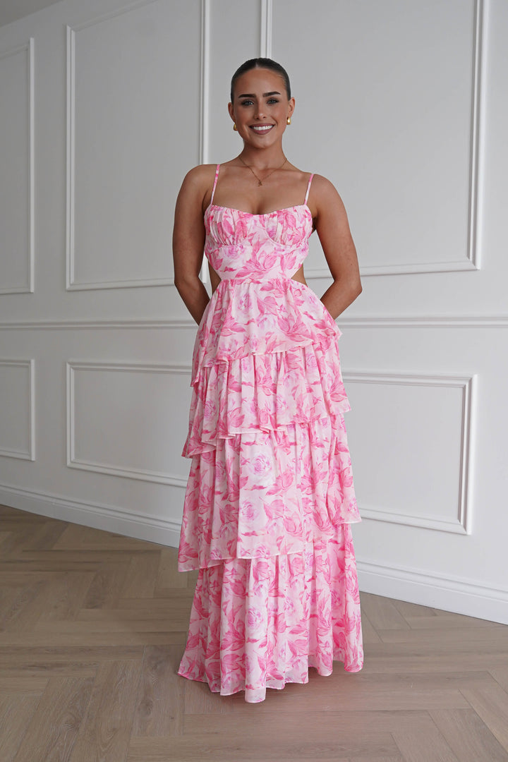 Beth Floral Tiered Maxi Dress | Pink