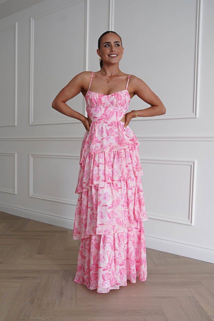 Beth Floral Tiered Maxi Dress | Pink