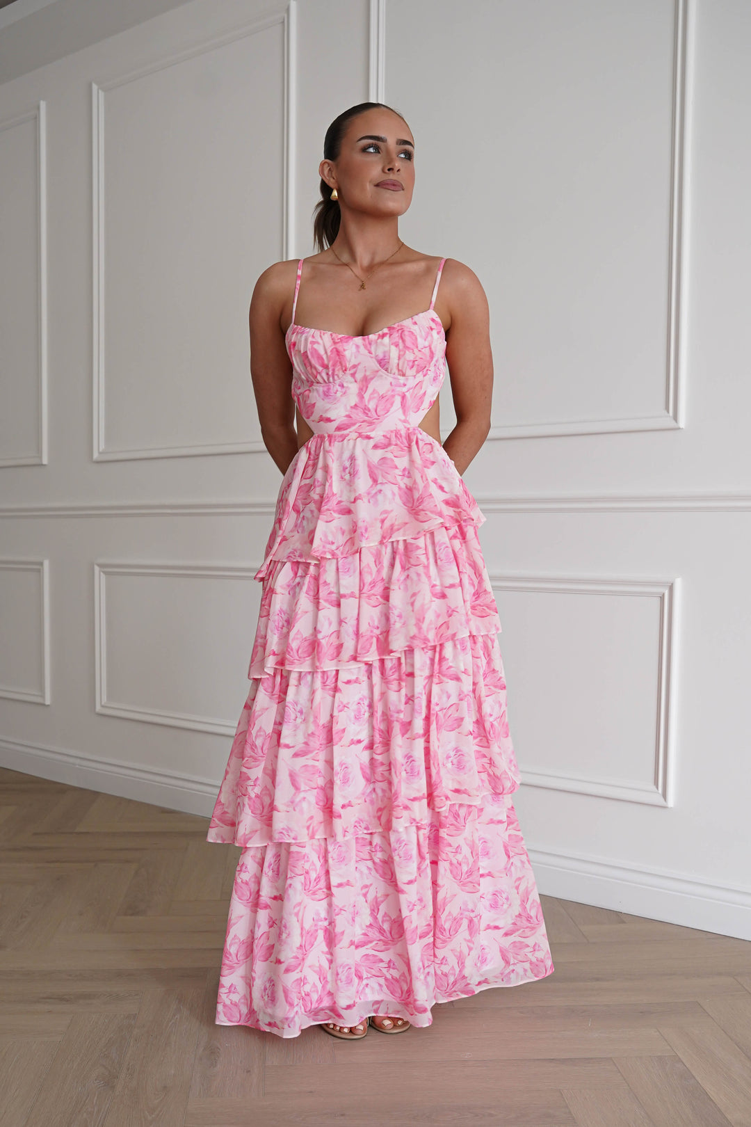 Beth Floral Tiered Maxi Dress | Pink