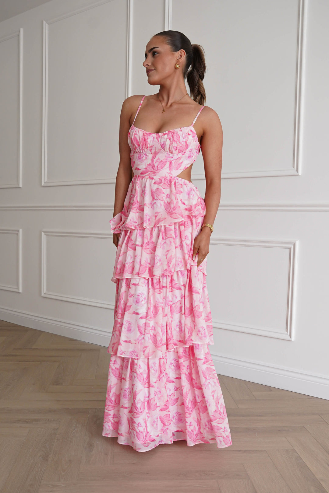 Beth Floral Tiered Maxi Dress | Pink