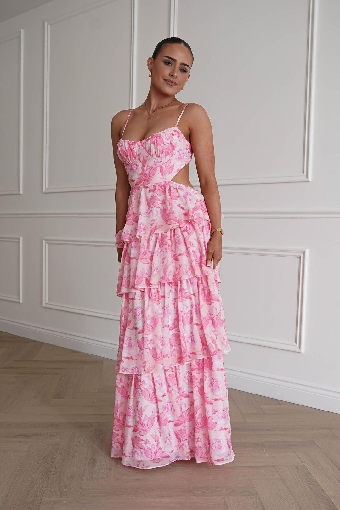 Beth Floral Tiered Maxi Dress | Pink