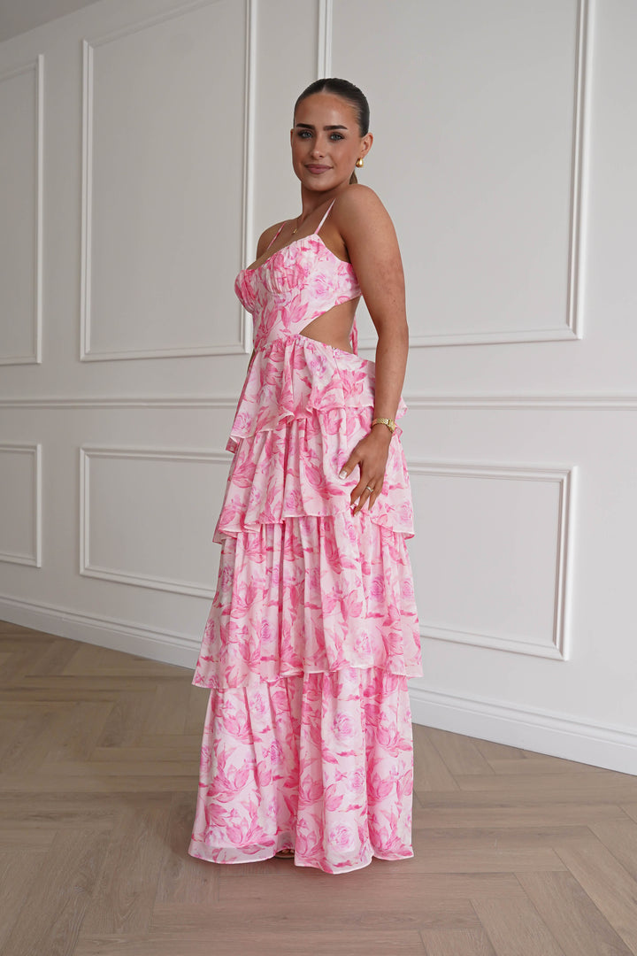 Beth Floral Tiered Maxi Dress | Pink