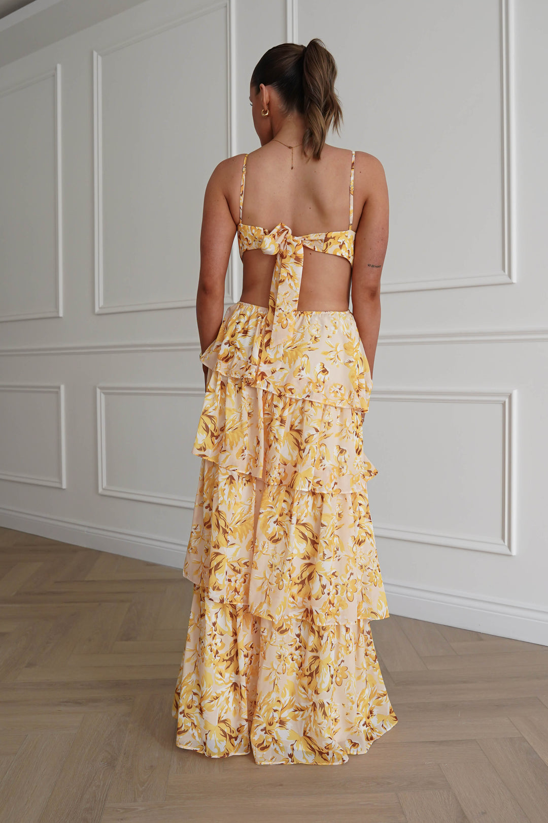Rebecca Floral Tiered Maxi Dress | Yellow