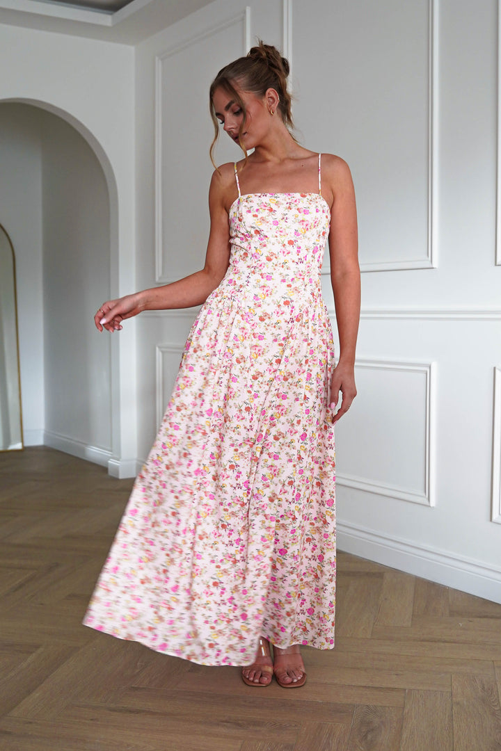 Elodie Floral Print Maxi Dress | Pink