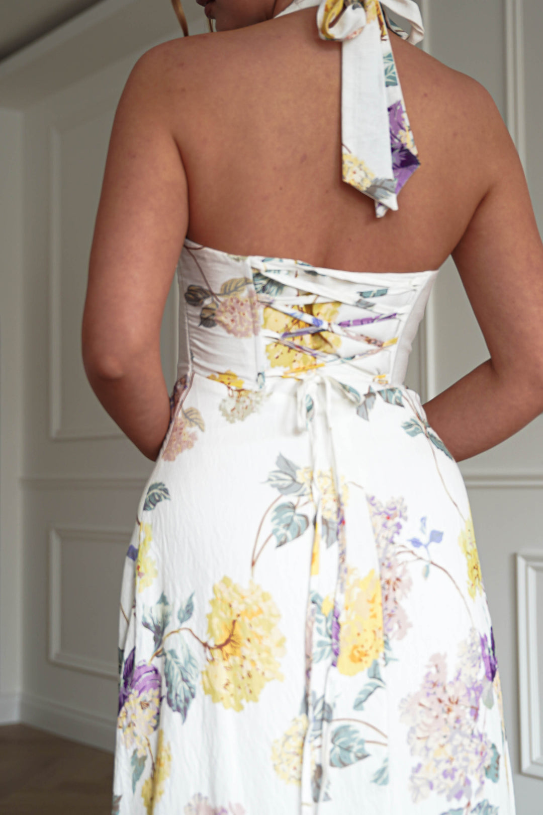 Charlotte Floral Pink Maxi Dress | White/Yellow