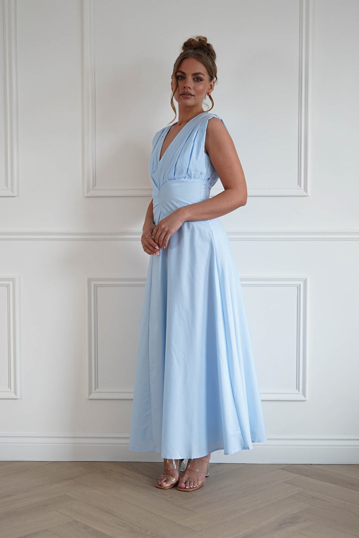 Leela Sculpted Twist Waist Midaxi Dress | Blue
