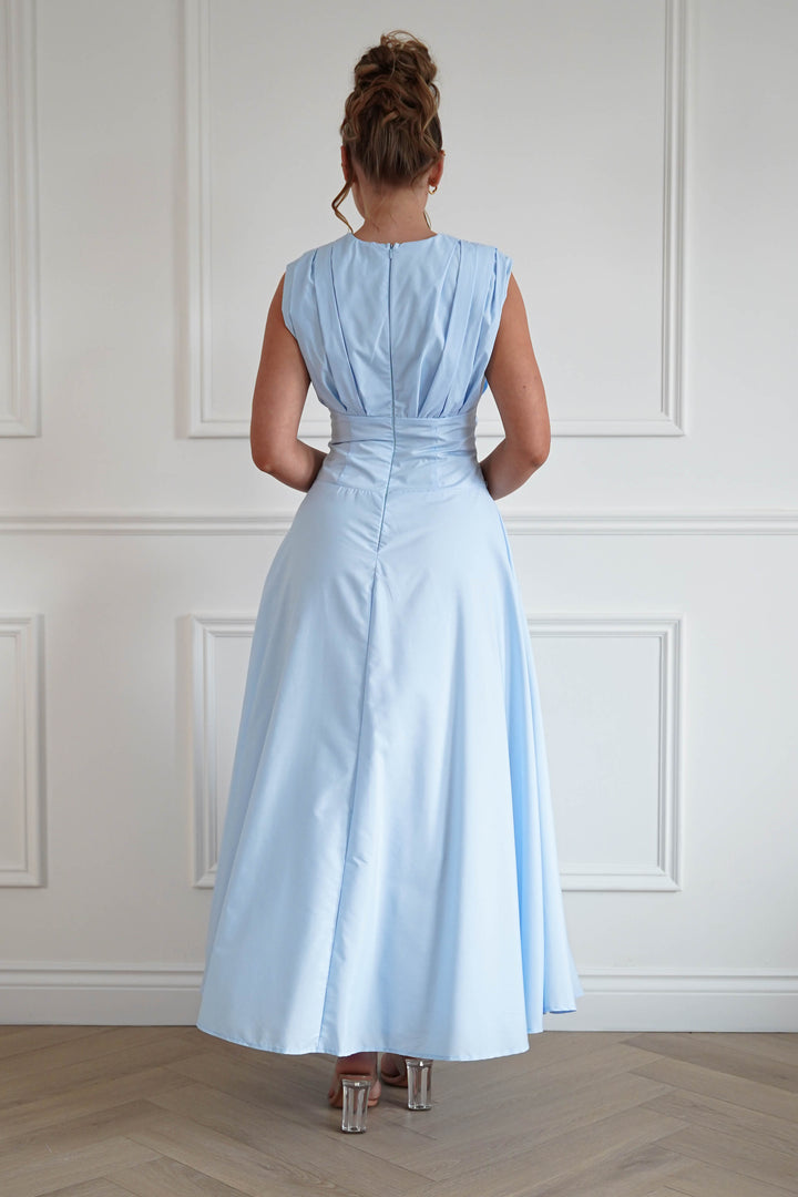 Leela Sculpted Twist Waist Midaxi Dress | Blue