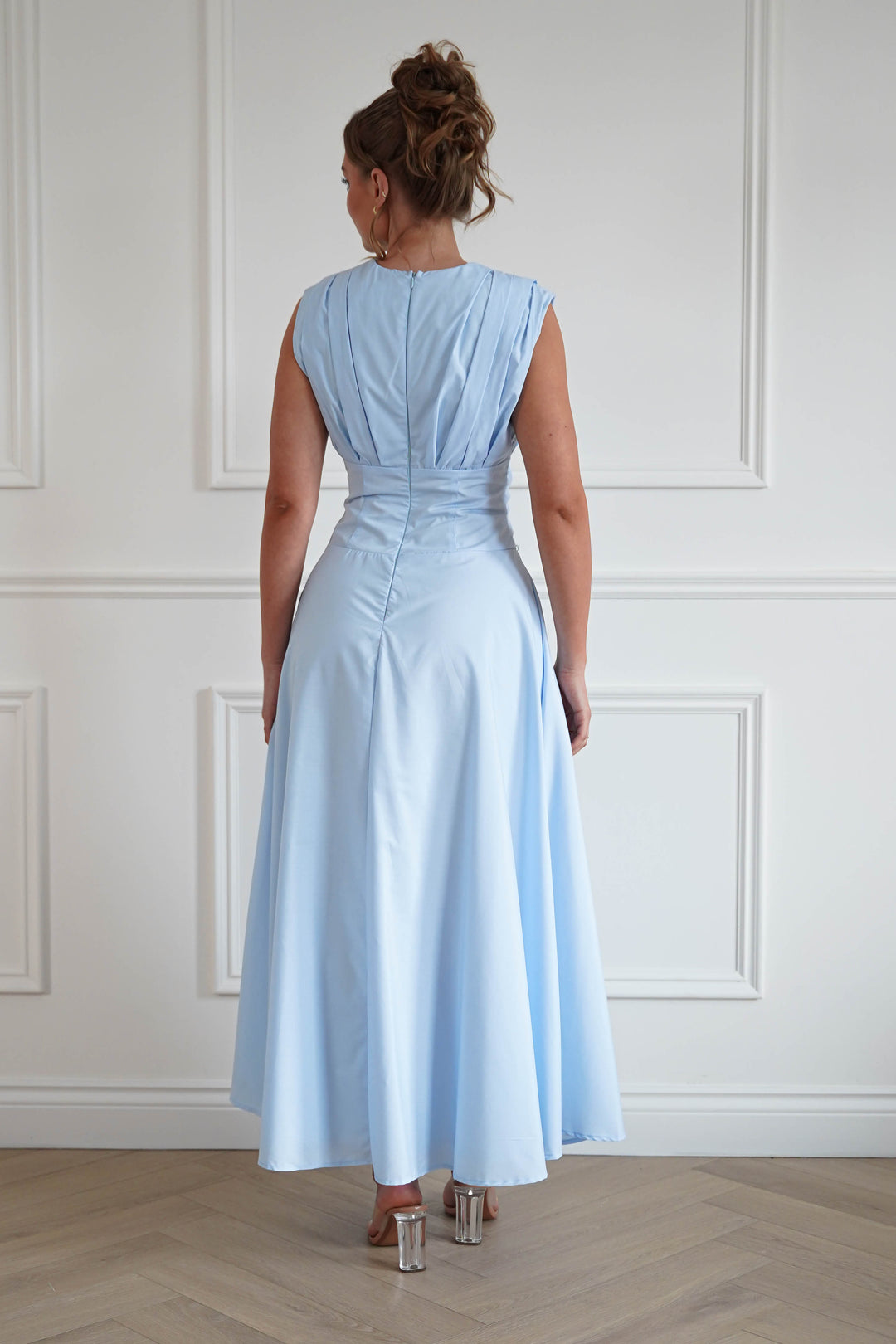 Leela Sculpted Twist Waist Midaxi Dress | Blue