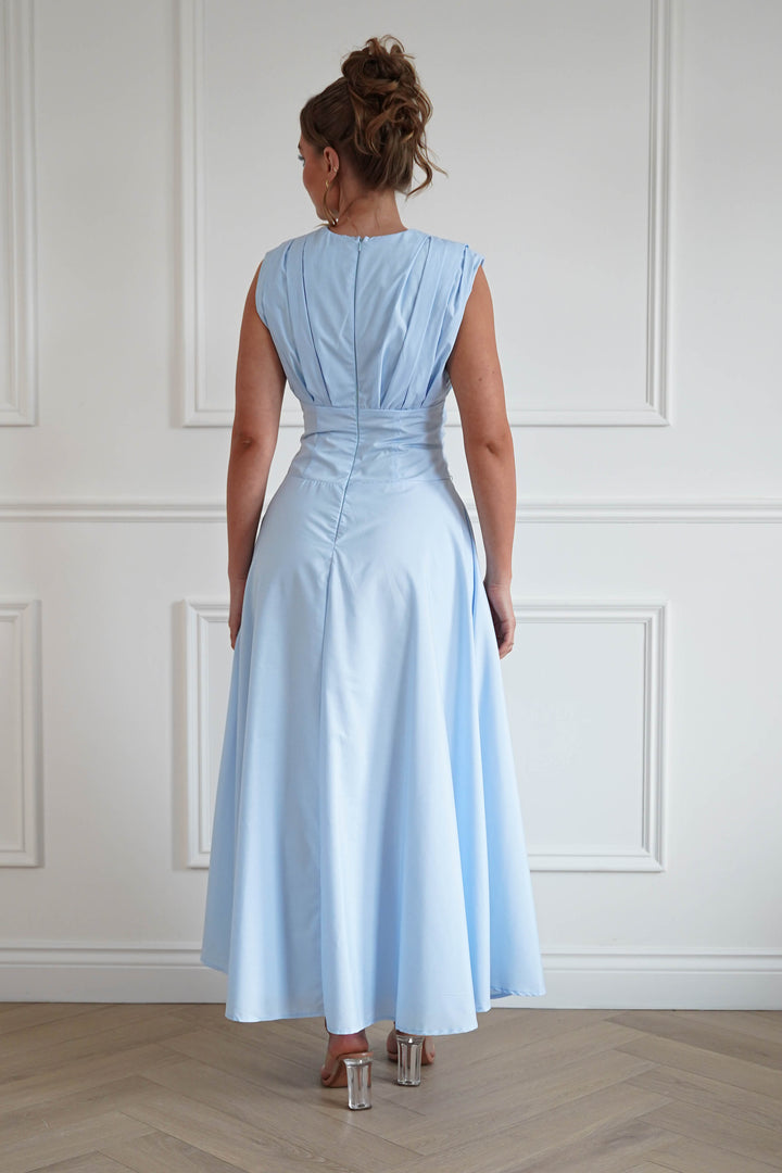Leela Sculpted Twist Waist Midaxi Dress | Blue