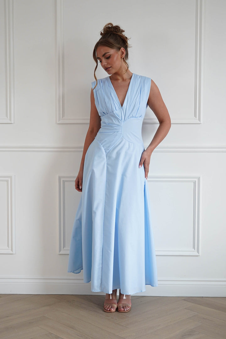 Leela Sculpted Twist Waist Midaxi Dress | Blue