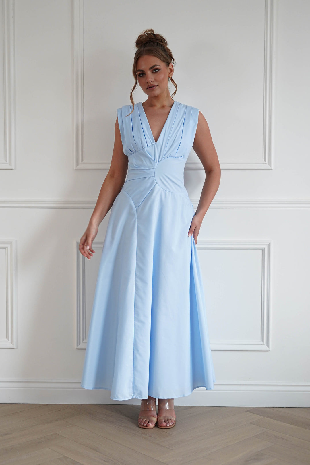 Leela Sculpted Twist Waist Midaxi Dress | Blue