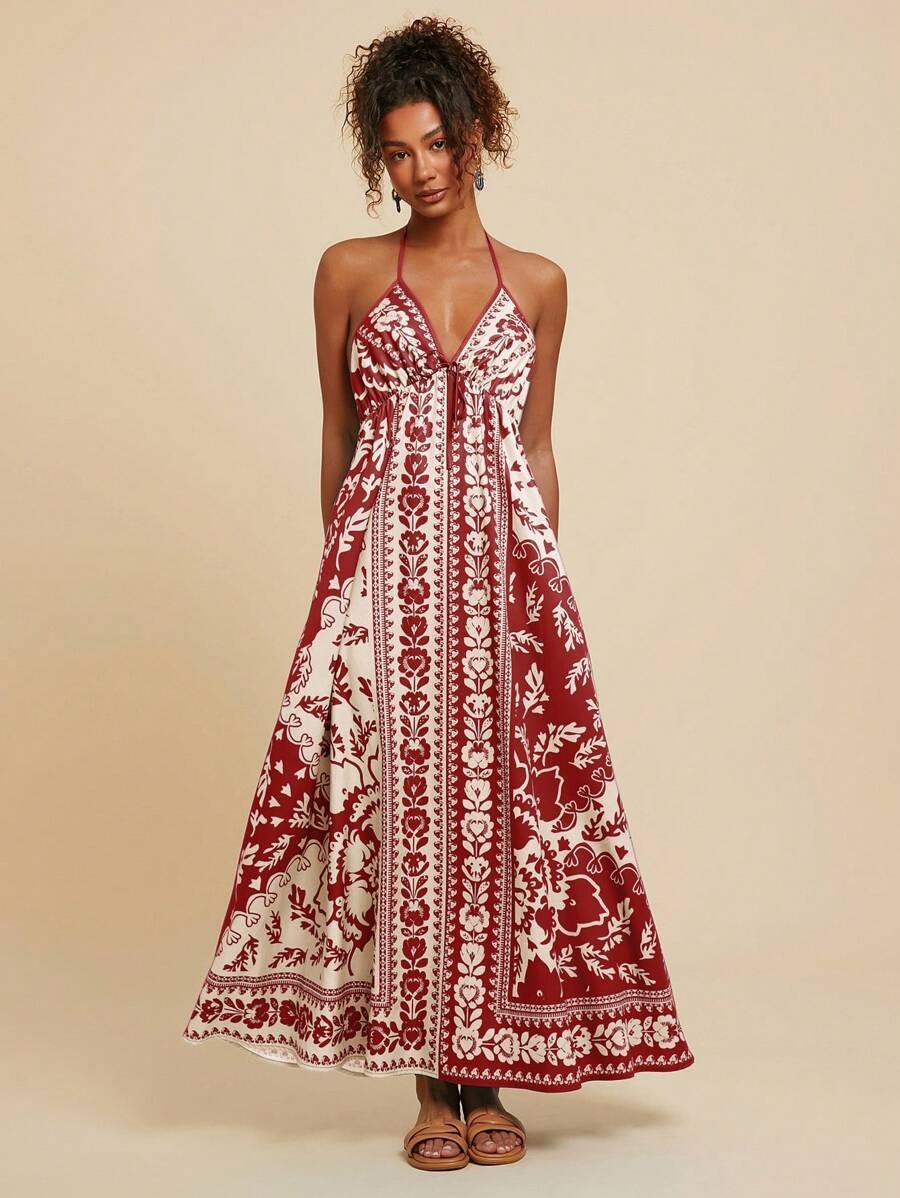 Emily™ | Floral Print Sling Holiday Style Dress