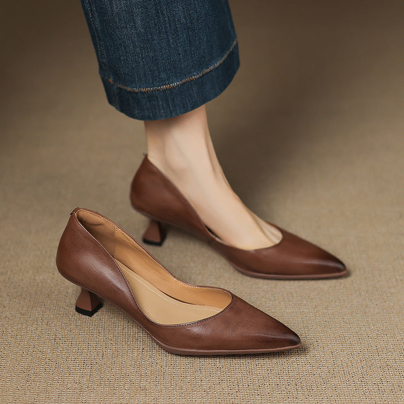 Nadine Genuine Leather Heels