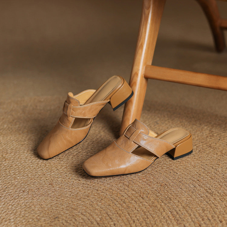 Ivora Genuine Leather Mules