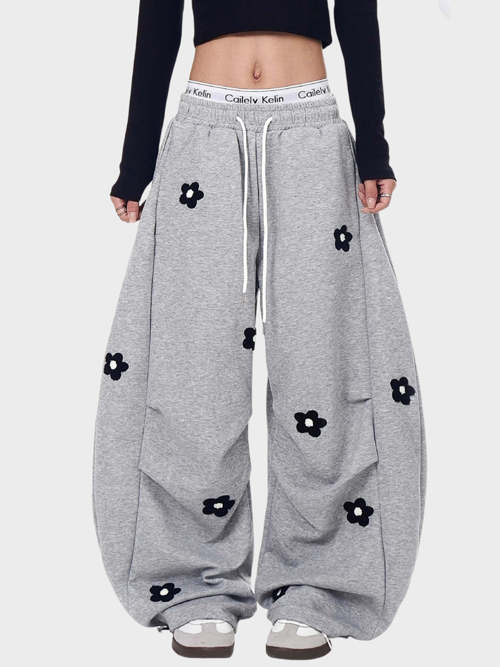 Koto Embroidered Bloom Barrel Sweatpants