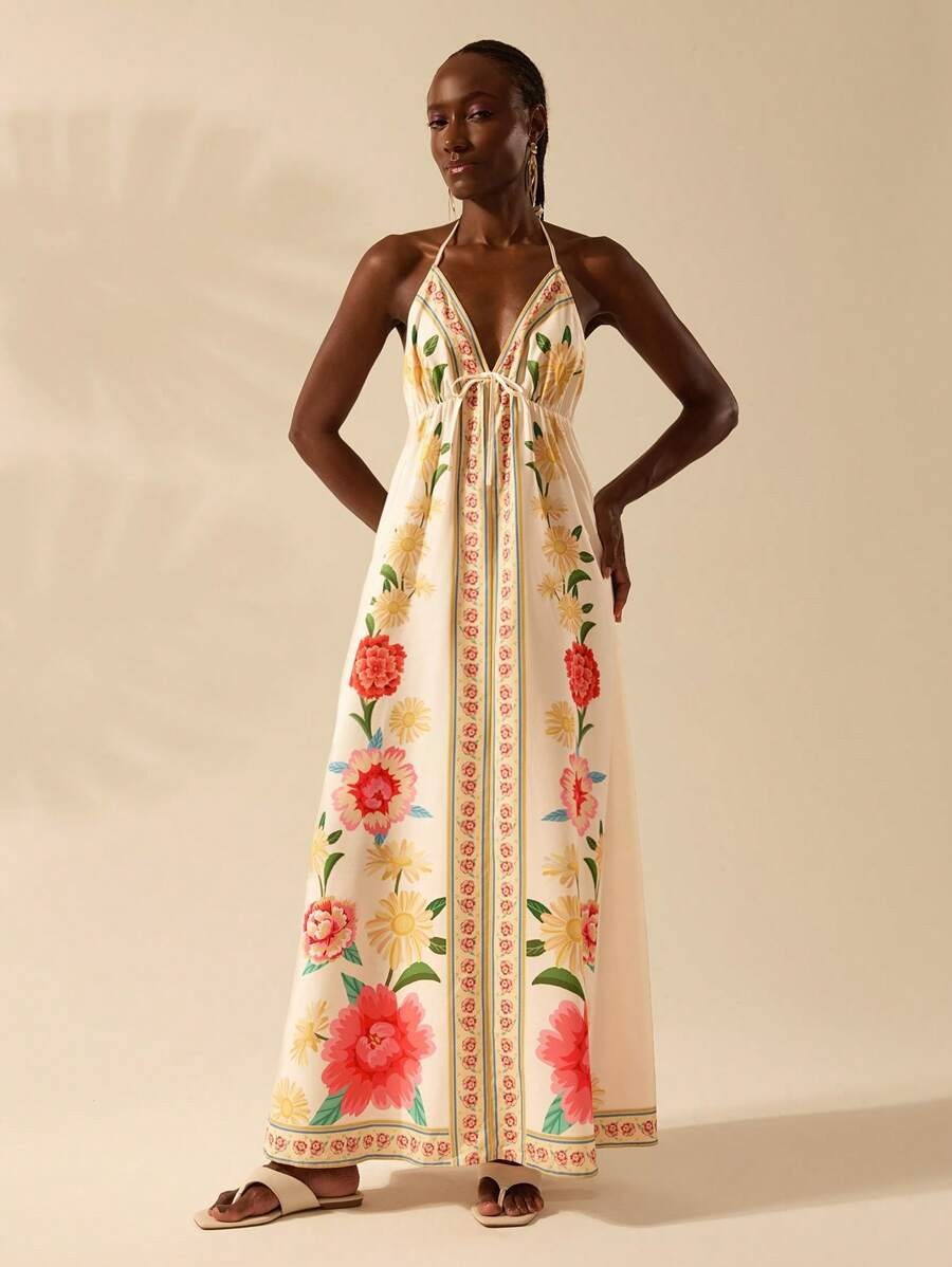 Emily™ | Floral Print Sling Holiday Style Dress