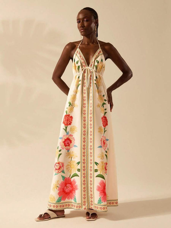 Emily™ | Floral Print Sling Holiday Style Dress