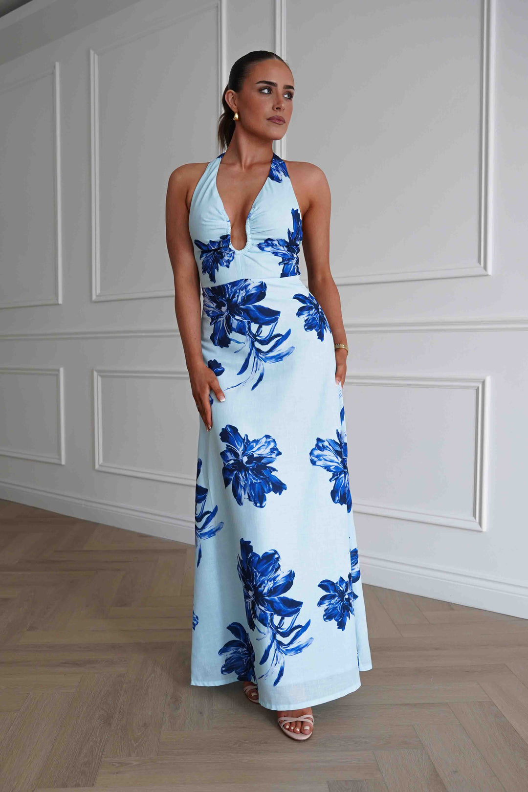 Hinata Woven Floral Maxi Dress | Blue