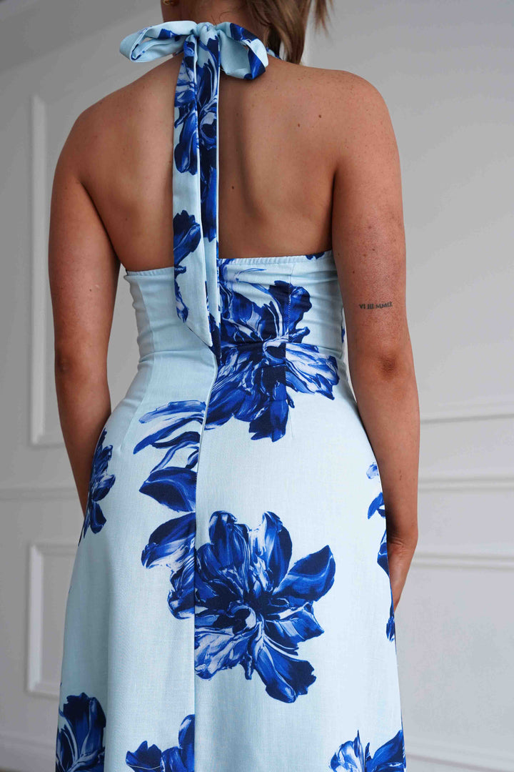 Hinata Woven Floral Maxi Dress | Blue