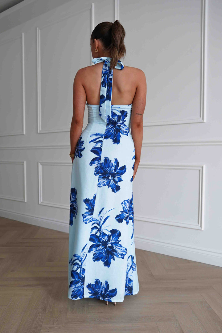 Hinata Woven Floral Maxi Dress | Blue