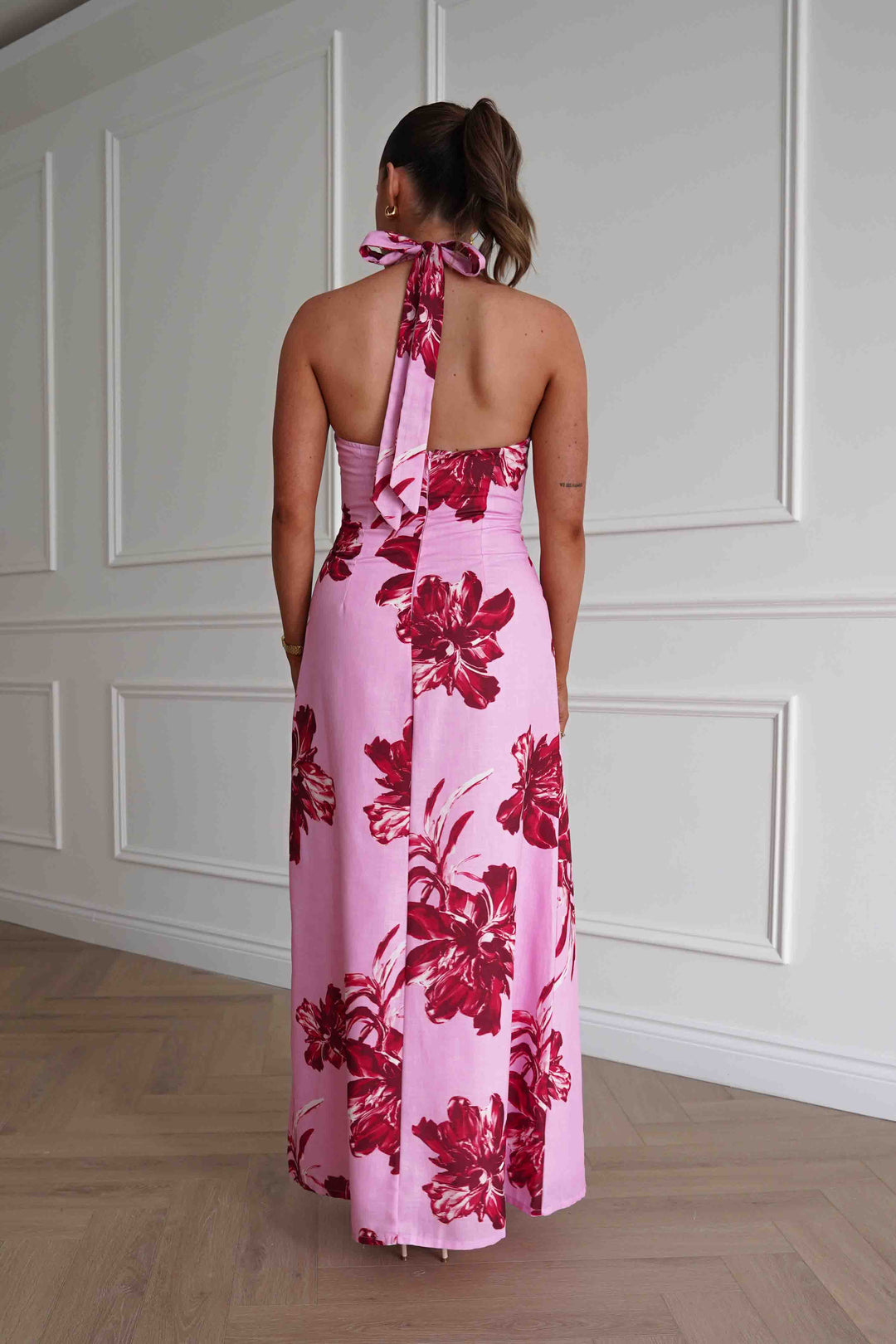 Hinata Woven Floral Maxi Dress | Pink