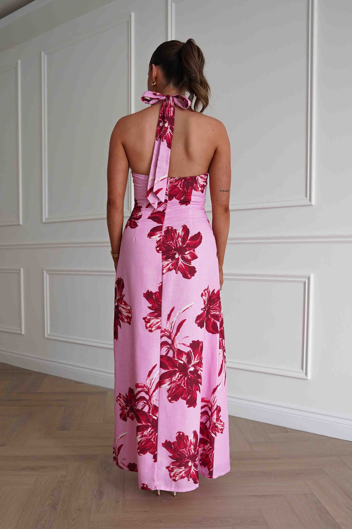 Hinata Woven Floral Maxi Dress | Pink